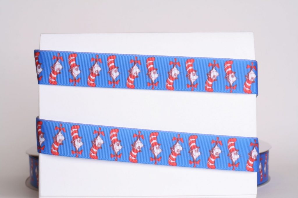 Cat In The Hat Dr Seuss Blue 7/8" Grosgrain Ribbon - Ribbon Plus